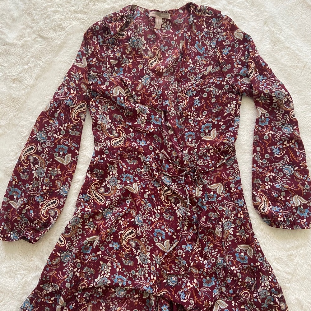 Mini floral wrap dress